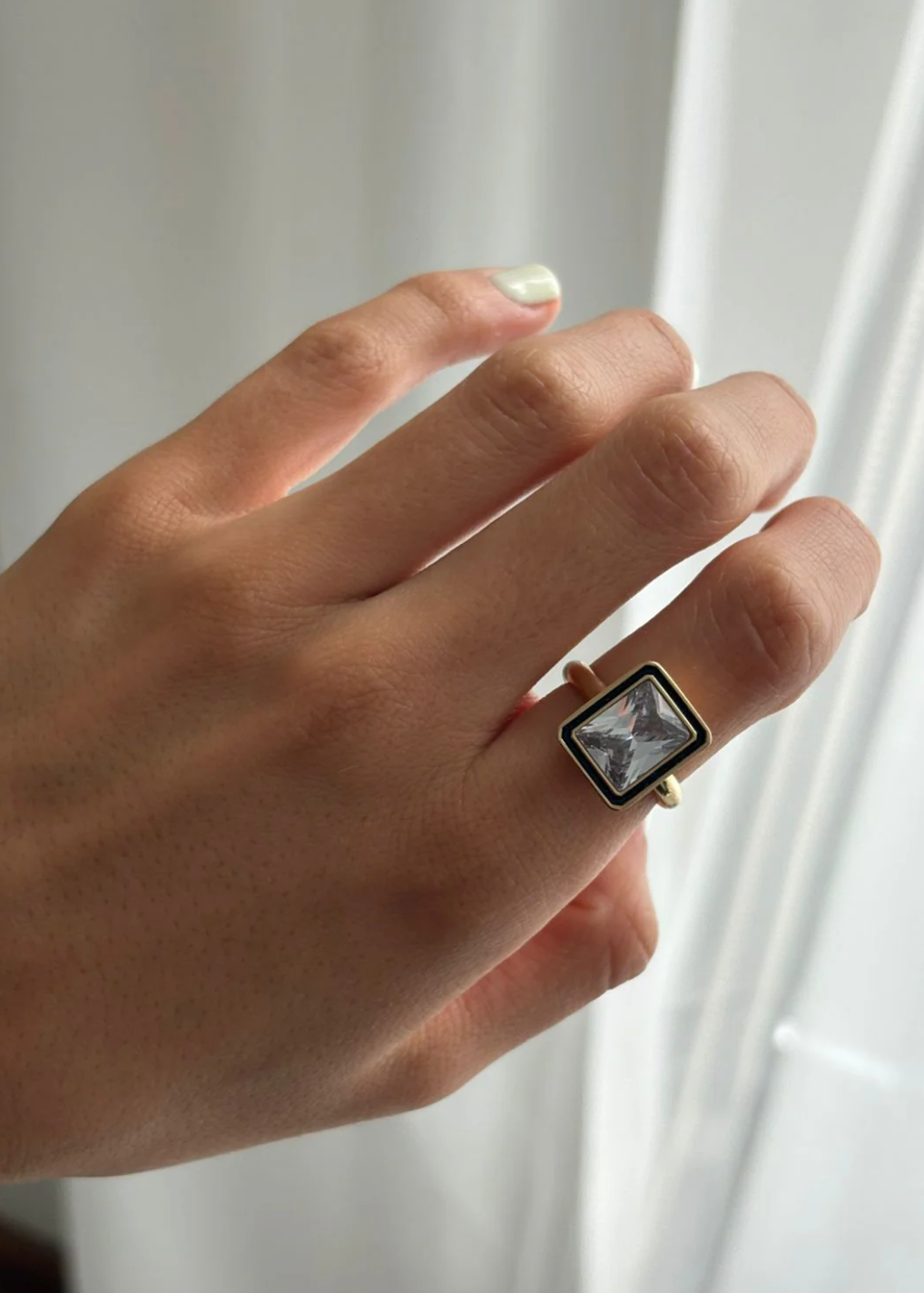 Anillo Zirconia Rectangular