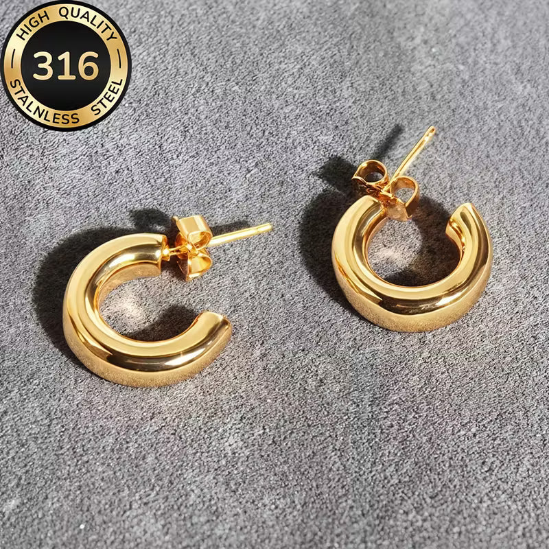 Aretes Tubular Dorados