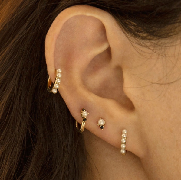 Arete Perla con Zirconia Blanca