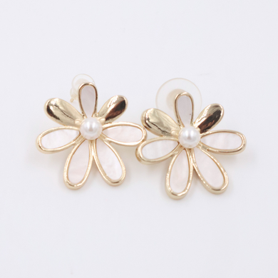 Aretes flores con perla