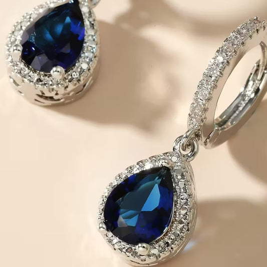 Aretes Zirconia Azul