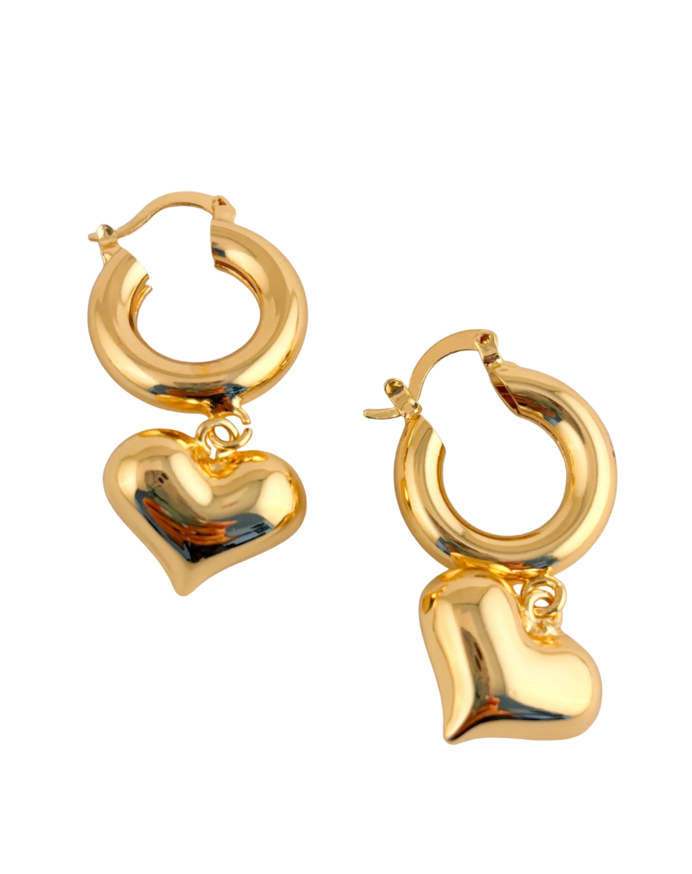 Arete Corazon Inflado Dorado