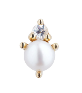 Arete Perla con Zirconia Blanca